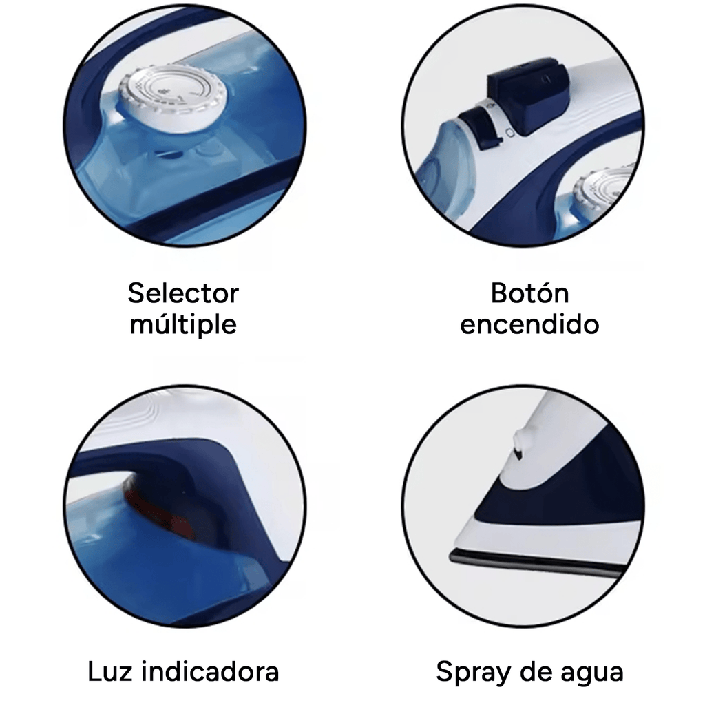 Plancha Vapor 2400W con Control de Vapor Variable, Función Autolimpiante, Suela Antiadherente y Cable de 1,9 m, Calentamiento Rápido, Ideal para Planchado Eficiente y Preciso