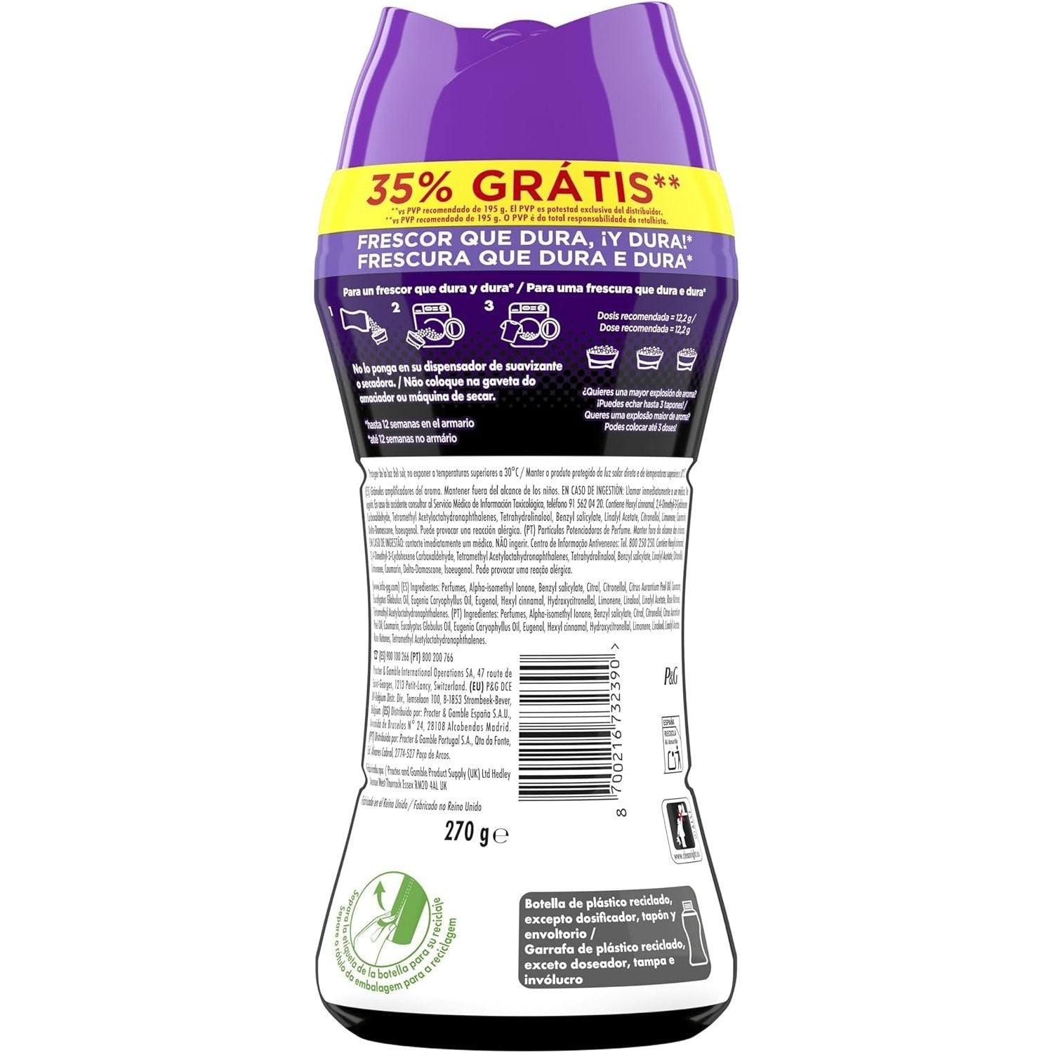 LENOR Perlas Lavadora Perfumadas para la Ropa, Suavizante con Fragancia Violeta Fresca, Potenciador de Frescor, 133 Lavados, 6 x 270g