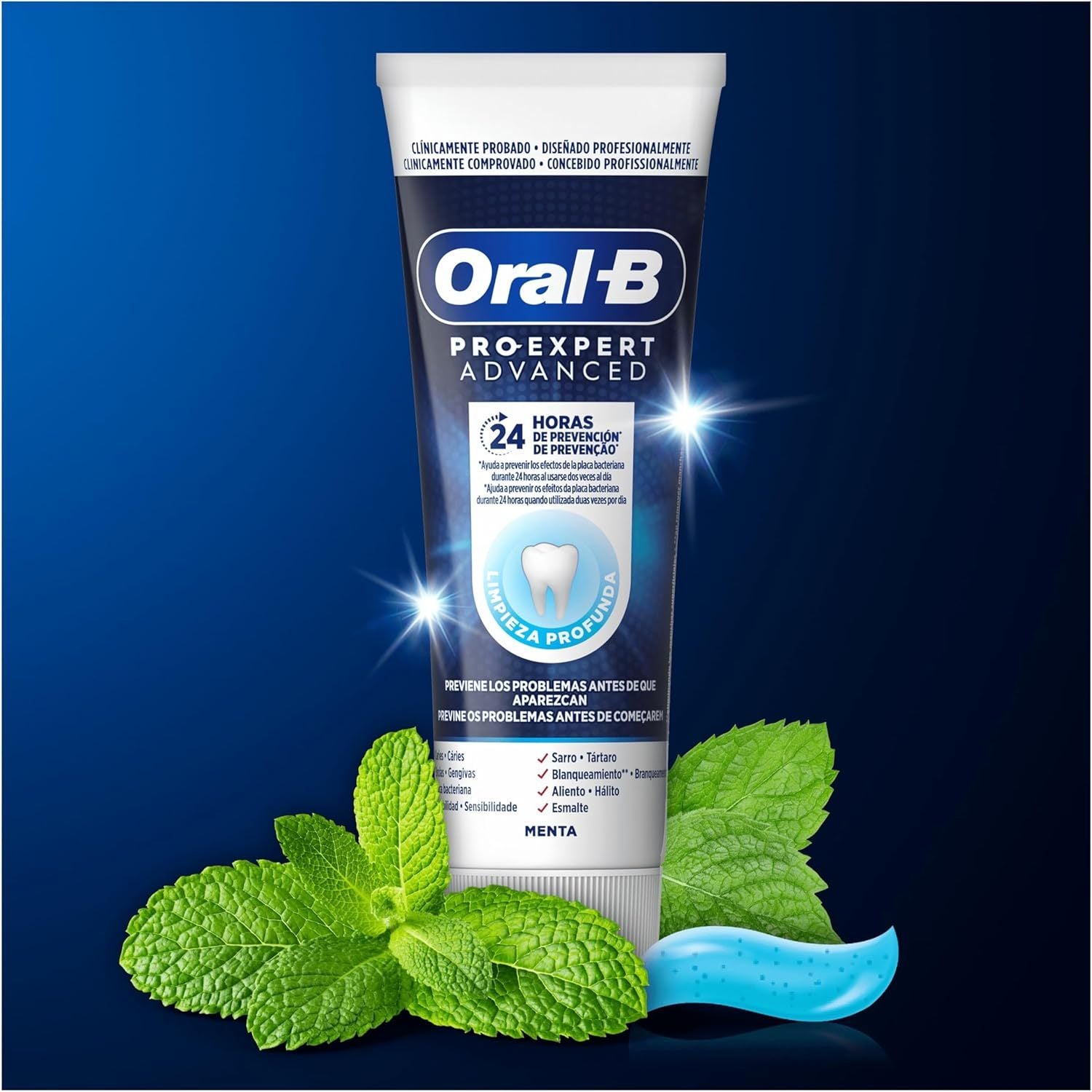 Oral-B Pro-Expert Advanced Pasta de Dientes Menta, Dentríficos Dientes, Limpieza Profunda, 24h de Prevención, 75ml por Tubo