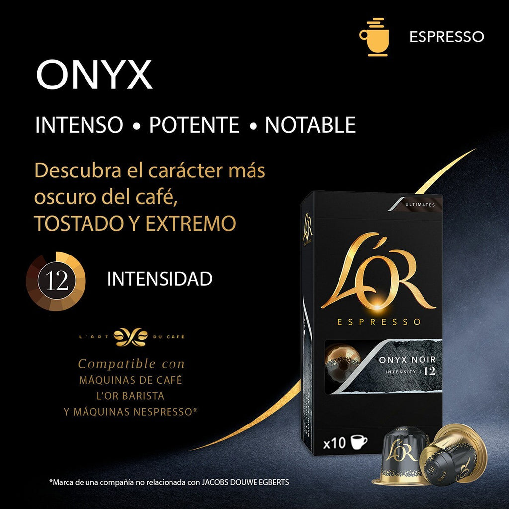 L'Or Espresso Café Cápsulas Onyx, Intensidad 12, Intenso y Potente, 10/50 Cápsulas
