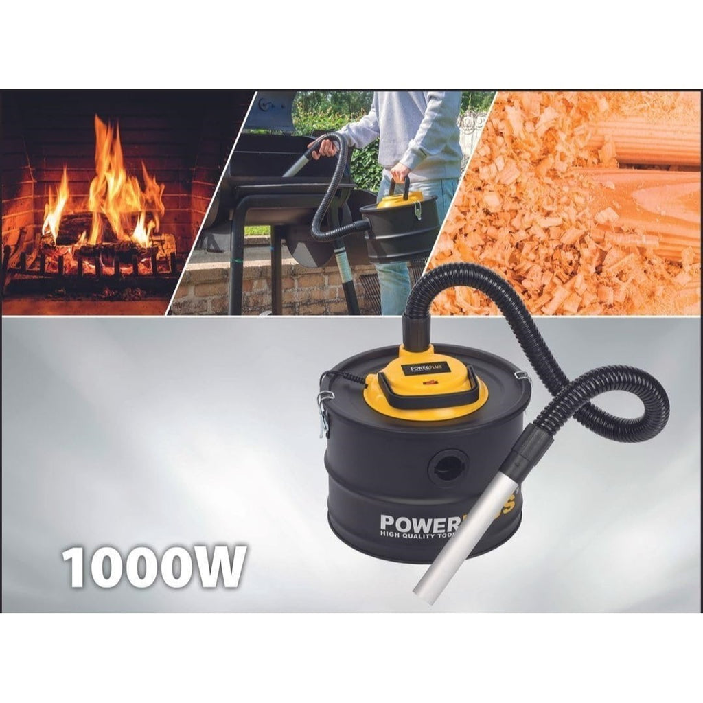 Aspirador para cenizas, polvo, horno, chimenea y sistemas de calefacción, así como la limpieza general de escombros y pelos de mascotas. 1000W 15 litros 40 cm - Power Plus