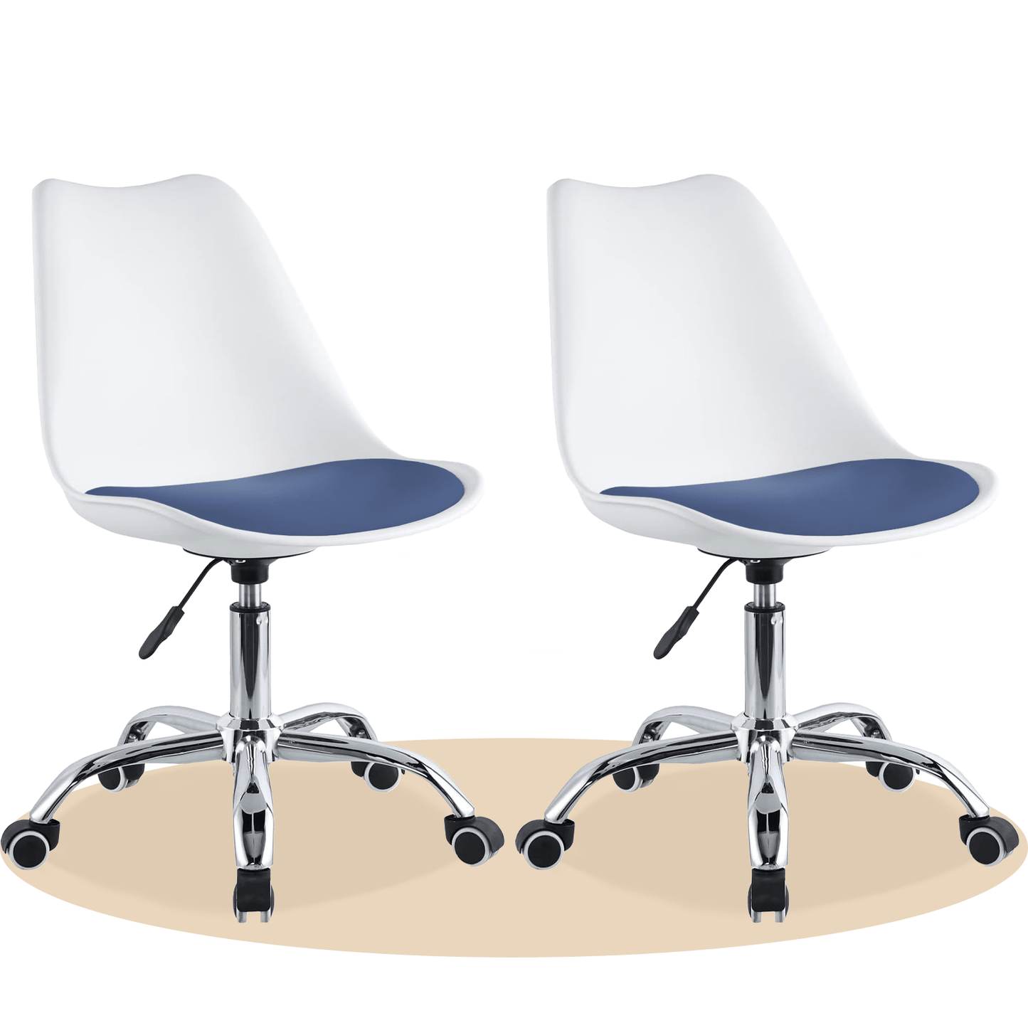 Silla Escritorio Ergonómica con Ruedas, Silla Oficina Giratoria con Altura Ajustable, Acolchada, Estilo Nórdico, Ideal para Estudio y Oficina