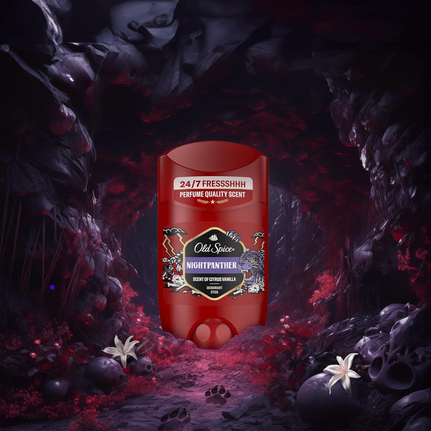 Old Spice Night Panther Pack 6 Desodorante en Barra Para Hombres, Fresco 24 Horas, Ideal para Uso Diario, Perfume Duradero, Sin Aluminio, Fragancia Excepcional a Chocolate Negro y Vainilla, Protección Contra El Mal Olor, 50ml por Barra