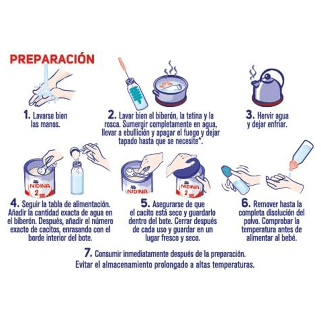 Nestlé NIDINA 2 Leche en Polvo Bebé, Leche de Continuación indicada para Bebés desde los 6 Meses, Contiene Bífidus Lactis, DHA, Hierro, Zinc y Vitaminas A, C y D, 800g por Bote