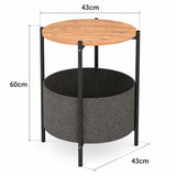 Mesa Auxiliar con Revistero, Mesa de Centro para Salón y Sala de Estar, Diseño Redondo con Espacio de Almacenamiento y Acabado Efecto Madera, 43 x 43 x 60 cm