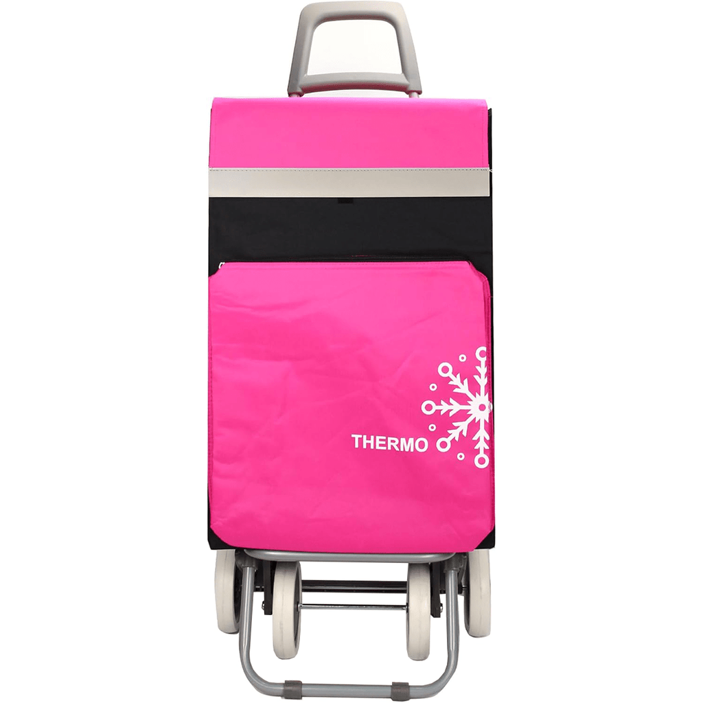 Carro Compra Plegable con Bolsillo Térmico para Congelados, Carro Plegable con Ruedas, Bolsillo Trasero con Cremallera, 2 Compartimentos Extra en Total, Con Capacidad de hasta 54 Litros y 40 Kg de Carga Máxima