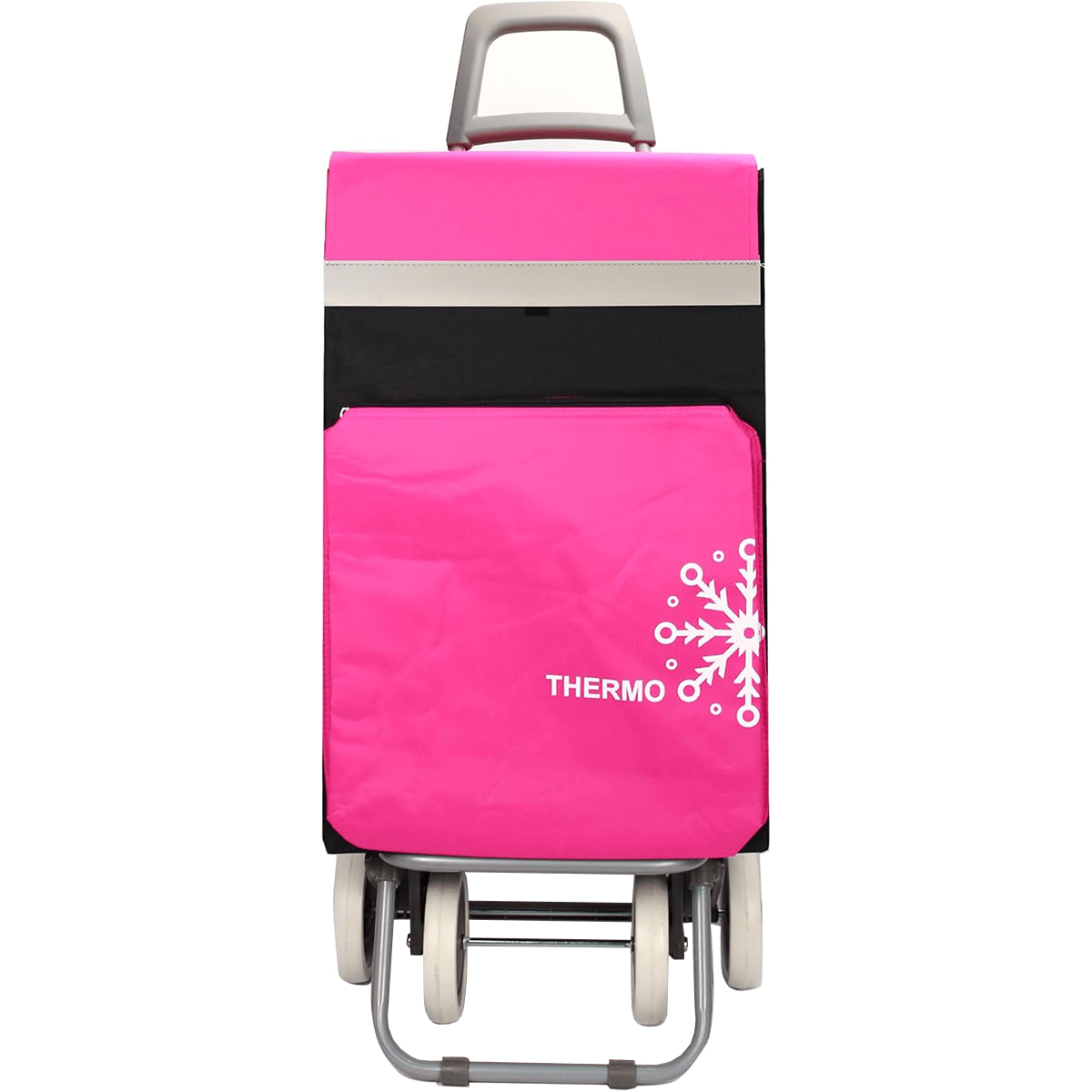 Carro Compra Plegable con Bolsillo Térmico para Congelados, Carro Plegable con Ruedas, Bolsillo Trasero con Cremallera, 2 Compartimentos Extra en Total, Con Capacidad de hasta 54 Litros y 40 Kg de Carga Máxima