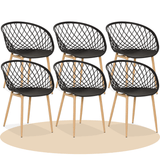Sillas para Comedor, Sillas para Cocina con Asiento de Polipropileno Ultra Resistente con Diseño tipo Rejilla, Estructura y Patas Metálicas de Color Caqui, 56 x 56 x 80 cm, Negro