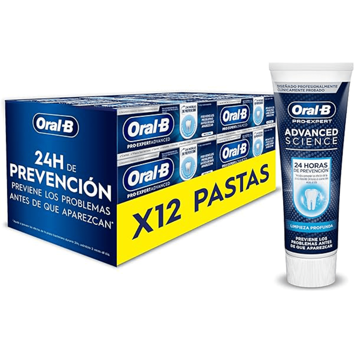 Oral-B Pro-Expert Advanced Pasta de Dientes Menta, Dentríficos Dientes, Limpieza Profunda, 24h de Prevención, 75ml por Tubo