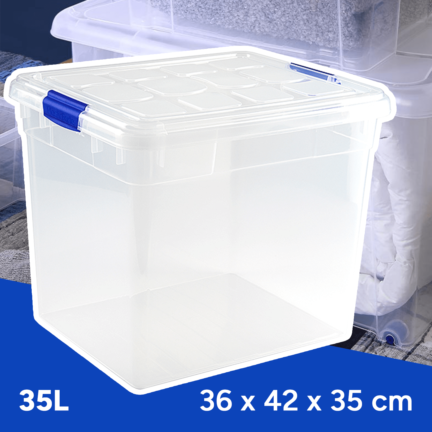 Caja Almacenamiento plástico para Guardar y Ordenar Juguetes, Libros, Documentos, Ropa, Mantas. Cierre Hermético, Gran Capacidad y Resistencia