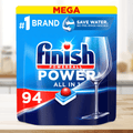 Finish Powerball Power All in 1 Pastillas Lavavajillas, Eficaz contra Grasa Incrustada, Pack Ahorro 94 Pastillas