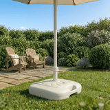 Base Sombrilla Resistente para Exterior, Rellenable con Agua o Arena, 16L de Capacidad, Compatible con parasoles de Jardín y Patio con un diámetro de 21-32 mm, Con Asa para Facilitar su Transporte, 45 x 45 x 26cm