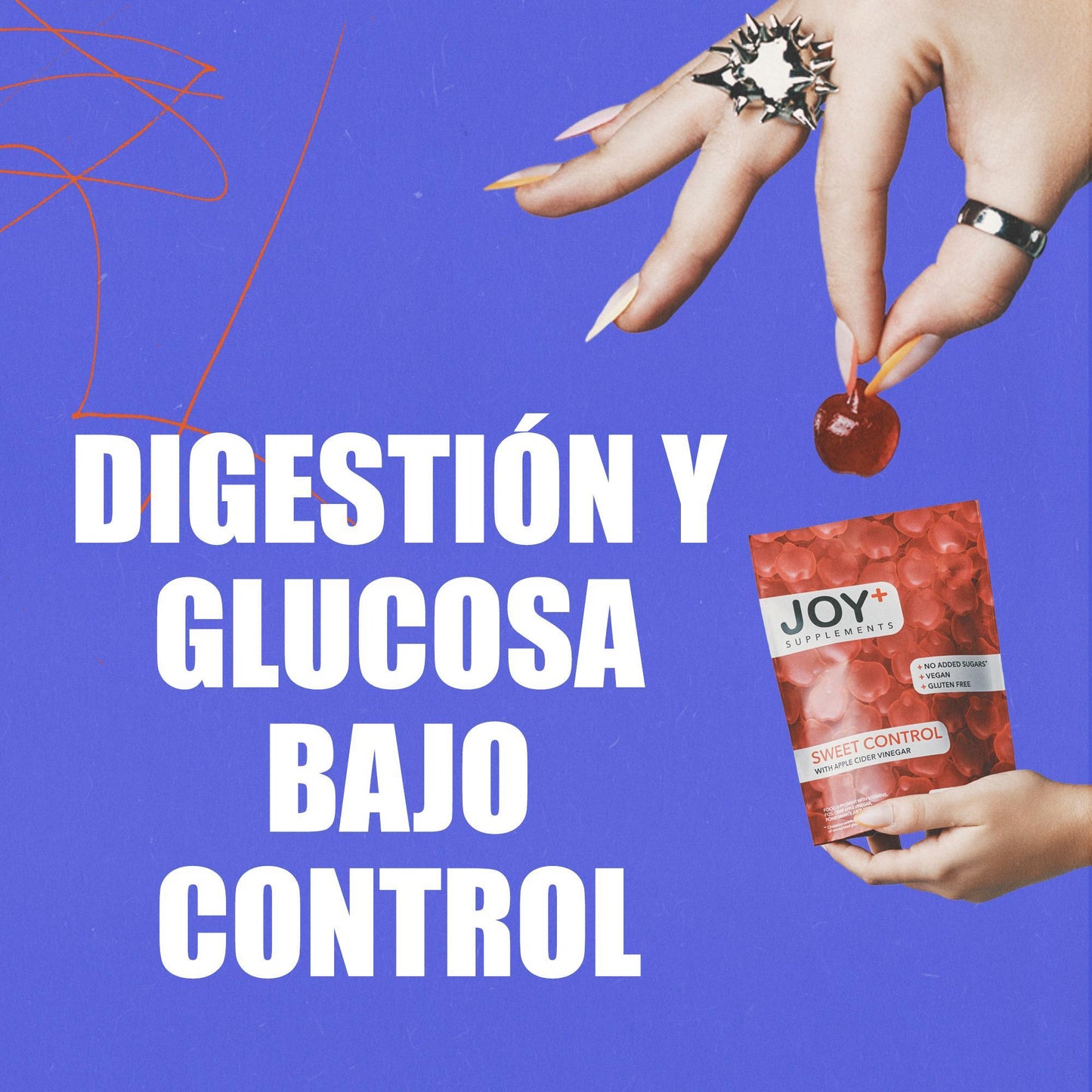 Pack x3 Gominolas para el Control de Glucosa con Vinagre de Manzana, Cromo, Ácido Fólico, Vitaminas B6 y B12, Sabor Manzana, 3 x 60 Gummies, 180 Gummies - Joy+ Supplements