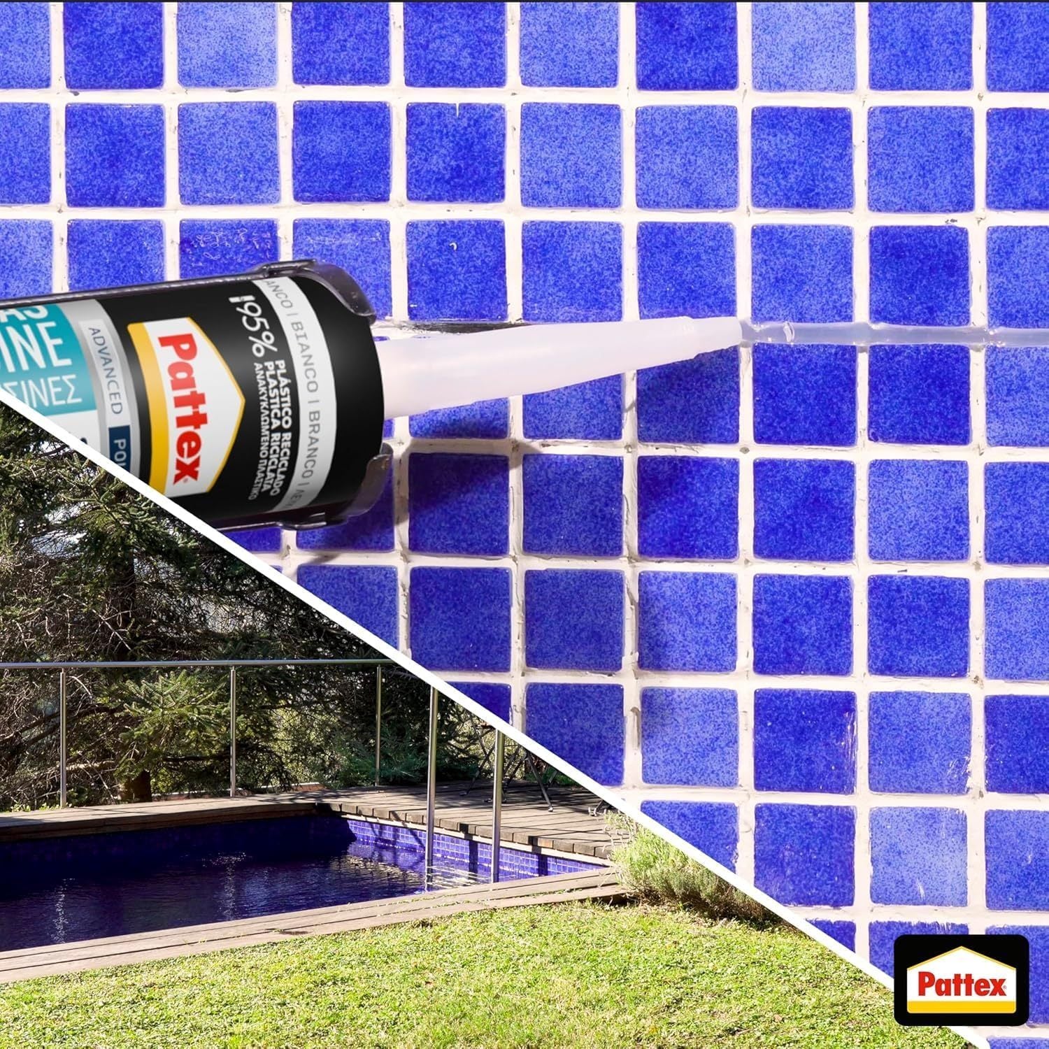 Pattex Sellador Piscinas, Polímero Adhesivo Impermeable con Flextec, Multimaterial, Adhiere Bajo el Agua, Ideal para Sellar, Pegar y Reparar Piscinas, Blanco, 280ml