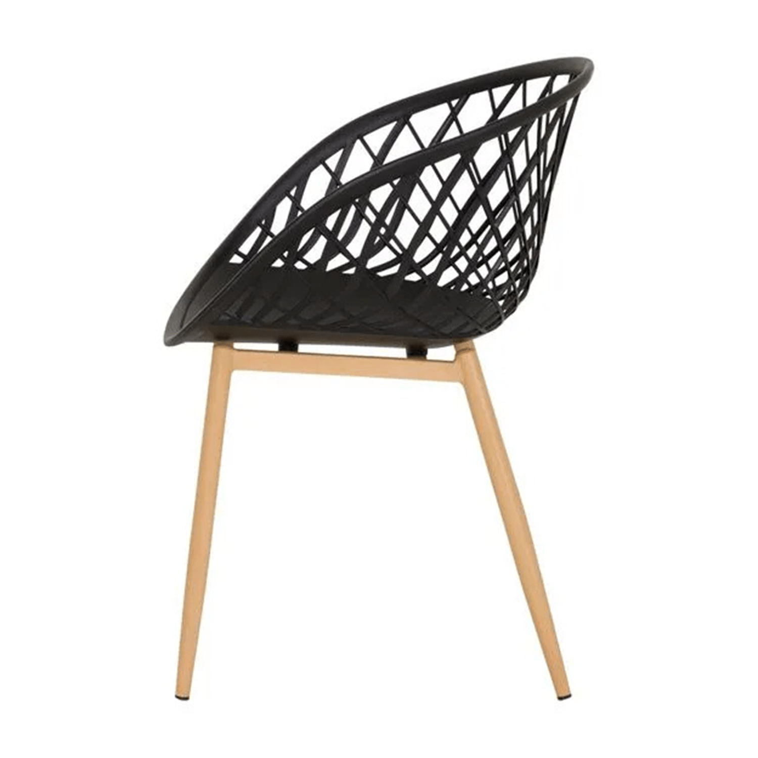 Sillas para Comedor, Sillas para Cocina con Asiento de Polipropileno Ultra Resistente con Diseño tipo Rejilla, Estructura y Patas Metálicas de Color Caqui, 56 x 56 x 80 cm, Negro