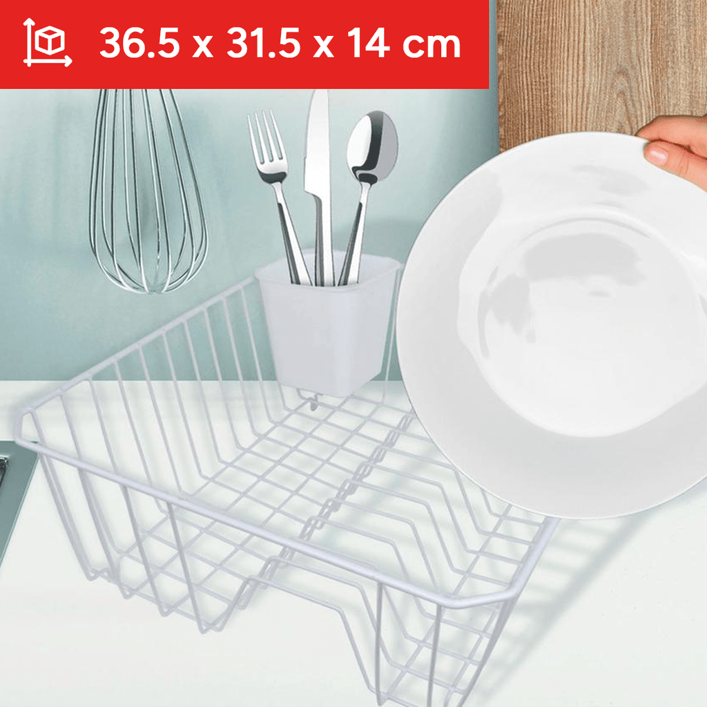 Organizador Platos, Organizador Cocina, Escurridor de Platos, Estante de Secado, Ideal para Ahorrar Espacio, Espacio para Cubiertos, Capacidad para 12 Platos, Perfecto para Apilar Platos o Utensilios de Cocina, 36.5 x 31.5 x 14 cm