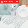 Organizador Platos, Organizador Cocina, Escurridor de Platos, Estante de Secado, Ideal para Ahorrar Espacio, Espacio para Cubiertos, Capacidad para 12 Platos, Perfecto para Apilar Platos o Utensilios de Cocina, 36.5 x 31.5 x 14 cm