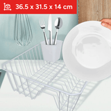 Organizador Platos, Organizador Cocina, Escurridor de Platos, Estante de Secado, Ideal para Ahorrar Espacio, Espacio para Cubiertos, Capacidad para 12 Platos, Perfecto para Apilar Platos o Utensilios de Cocina, 36.5 x 31.5 x 14 cm