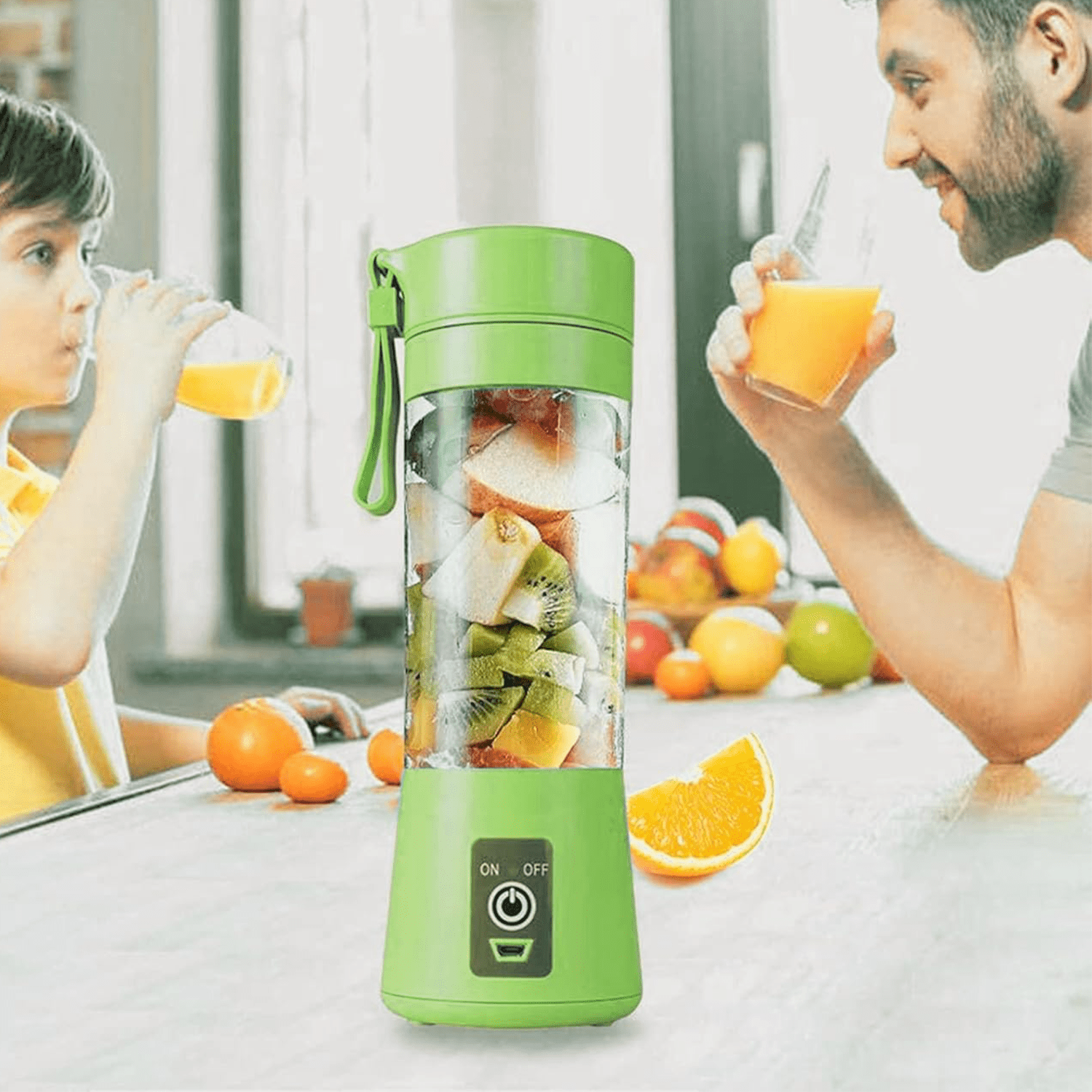 Licuadora Portatil Zumos y Batidos, Batidora para Frutas y Verduras, 6 Cuchillas de Acero, Vaso de 380ml de Capacidad, Ideal para Llevar, Cable de Carga USB, Batería de 800 mAh, 22000 RPM