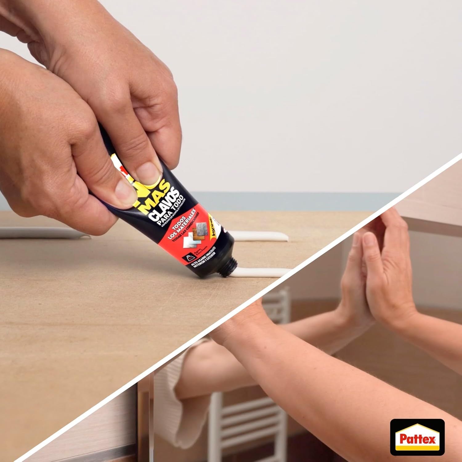 Pattex No Más Clavos Para Todo HighTack, Pegamento de Montaje Resistente a Temperaturas Extremas, Pegamento Fuerte en Superficies Húmedas, Adhesivo Blanco, 340g
