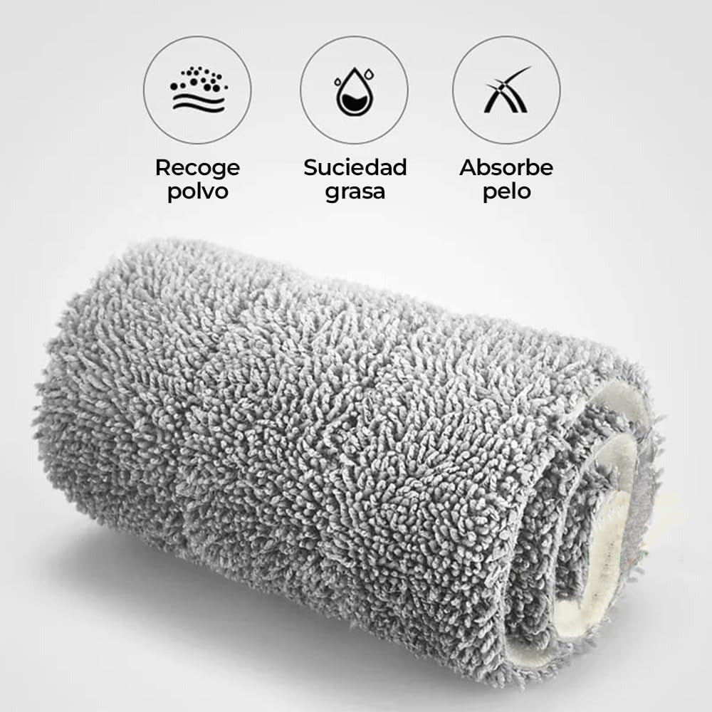 Fregona y Cubo de Limpieza Escurridor con Compartimentos, Cabezal Plano y Flexible Rotación 360. Cubo Escurrefacil. Ideal para Limpiar Suelos, Paredes, Techos, Ventanas, Incluye Recambios Extra