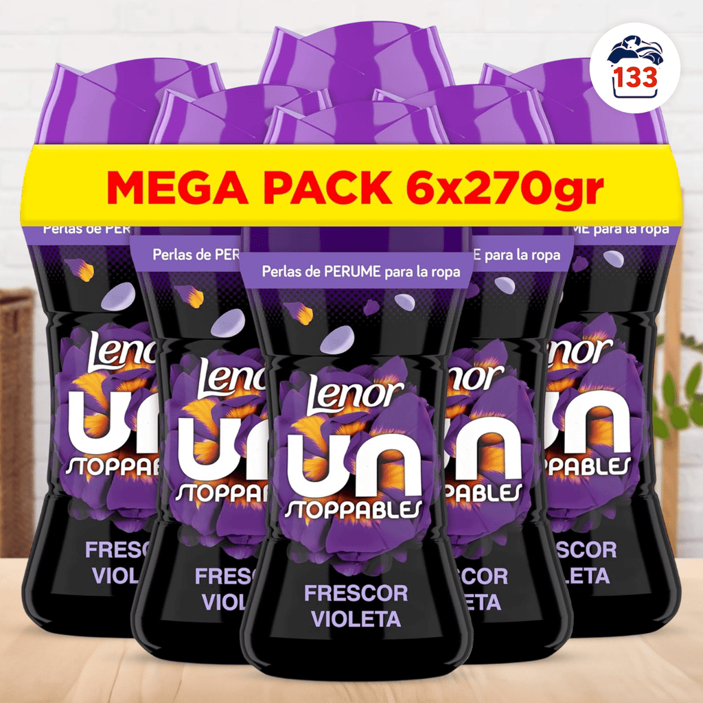 LENOR Perlas Lavadora Perfumadas para la Ropa, Suavizante con Fragancia Violeta Fresca, Potenciador de Frescor, 133 Lavados, 6 x 270g
