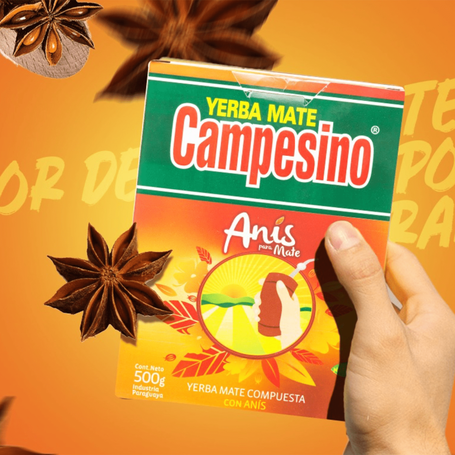 Campesino Yerba Mate, Yerbas para Mate con Sabor a Anís, Té Rico en Vitaminas y Minerales Esenciales, Origen de Paraguay, 500g por Paquete