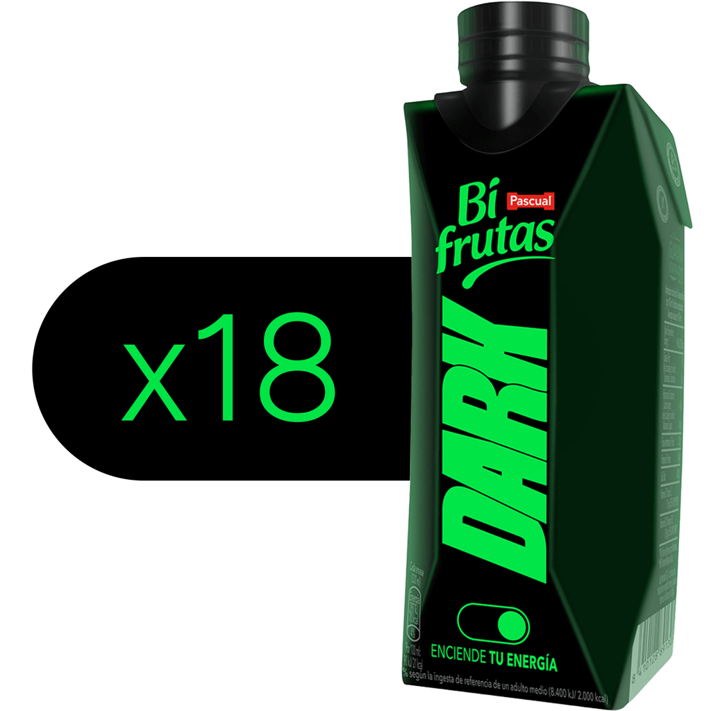 PASCUAL Bifrutas Dark, Bebida Refrescante Mixta de Leche y Zumo de Frutas, con Guaraná y Vitamina B12, Botella de 330 Ml