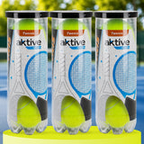 AKTIVE Pelotas de Tenis para Práctica, Entrenamiento y Juegos Recreativos, Resistentes, Pack de 3 Botes con 3 Pelotas Cada Uno, 9 Pelotas en Total