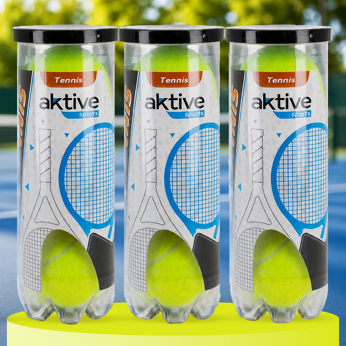 AKTIVE Pelotas de Tenis para Práctica, Entrenamiento y Juegos Recreativos, Resistentes, Pack de 3 Botes con 3 Pelotas Cada Uno, 9 Pelotas en Total