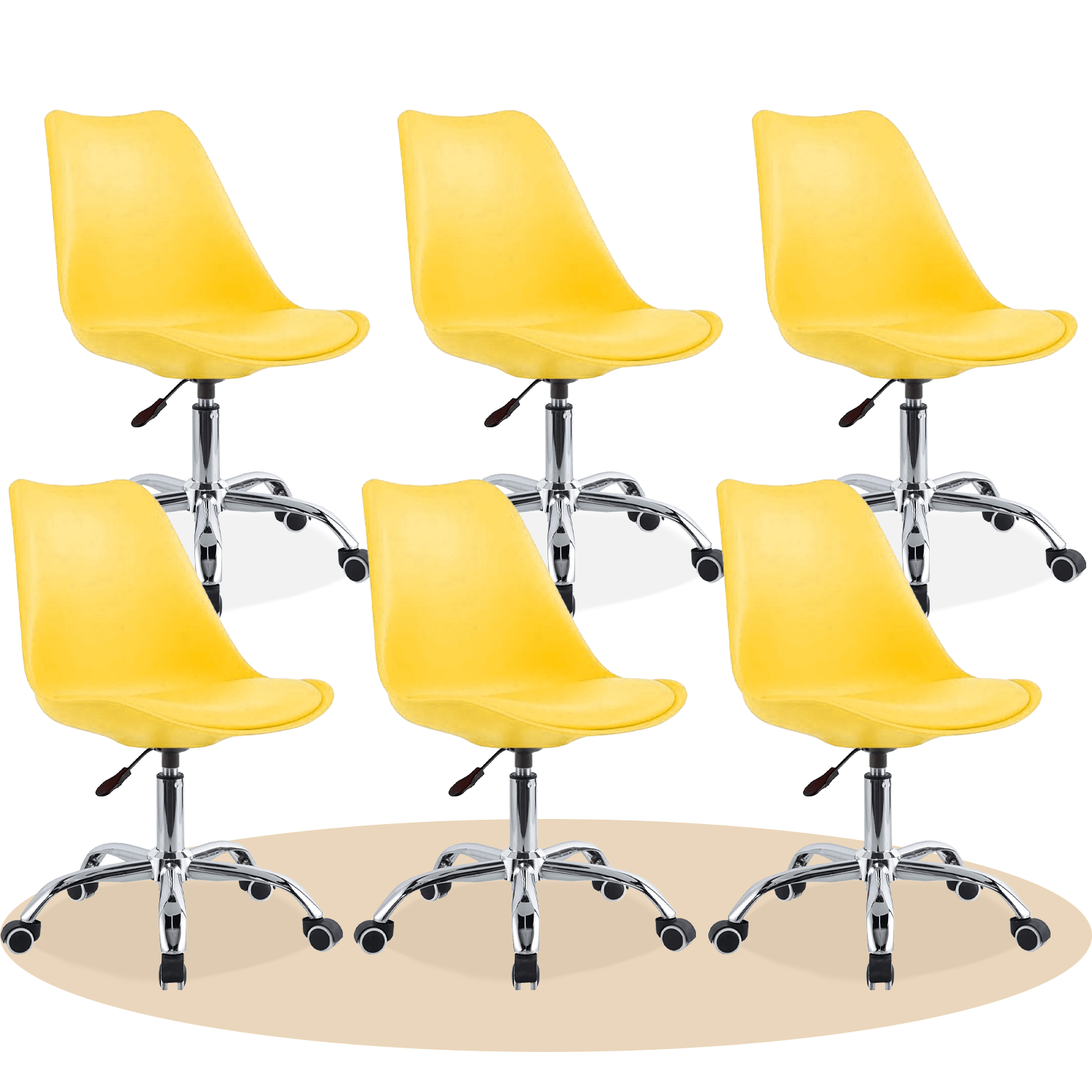 Silla Escritorio Ergonómica con Ruedas, Silla Oficina Giratoria con Altura Ajustable, Acolchada, Estilo Nórdico, Ideal para Estudio y Oficina