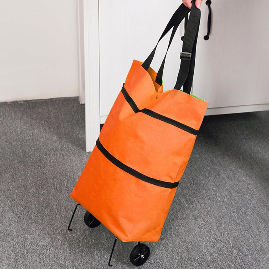 Carro Compra Plegable, Bolsa Carro Compra Plegable con Reudas, Gran Capacidad, Bolsa de Compras Multiusos, Facil de Llevar y Guardar, Hecho en Tela Oxford 600D Resistente, Fondo Reforzado, Dimensión Cerrado: 40 x 16 x 32 cm