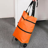 Carro Compra Plegable, Bolsa Carro Compra Plegable con Reudas, Gran Capacidad, Bolsa de Compras Multiusos, Facil de Llevar y Guardar, Hecho en Tela Oxford 600D Resistente, Fondo Reforzado, Dimensión Cerrado: 40 x 16 x 32 cm
