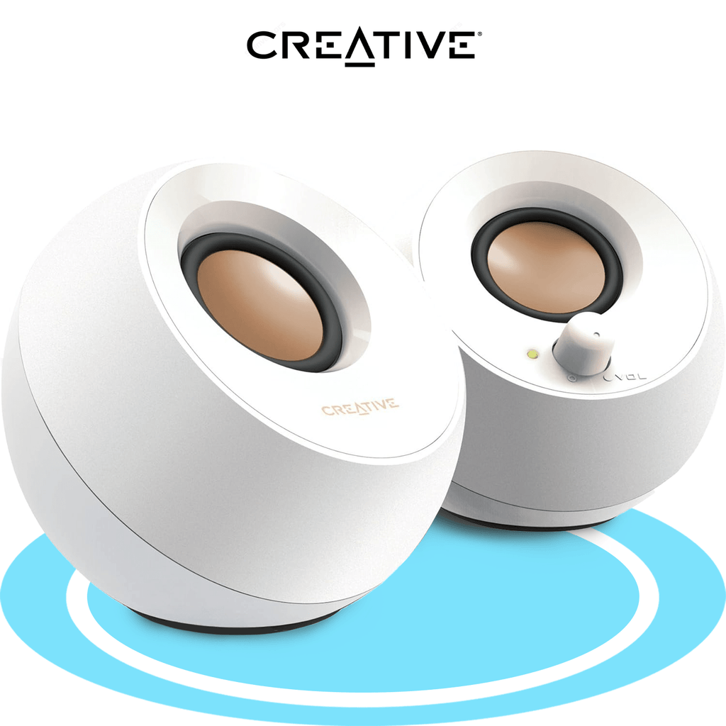 CREATIVE Set de Altavoces Ordenador 2.0, para Ordenador Portatil y Oficina, Alámbrico 3,5 mm, 4,4 W, 100 - 17000 Hz, Creative Labs Pebble