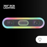 Mars Gaming MSB-Orb, Altavoz Portátil + Barra de Sonido 20W, Iluminación Orbilight RGB 360º, Soundbar con Sistema de Triple Driver, Altavoces Gaming Bluetooth 5.3 / USB/MicroSD/AUX/FM, Negro