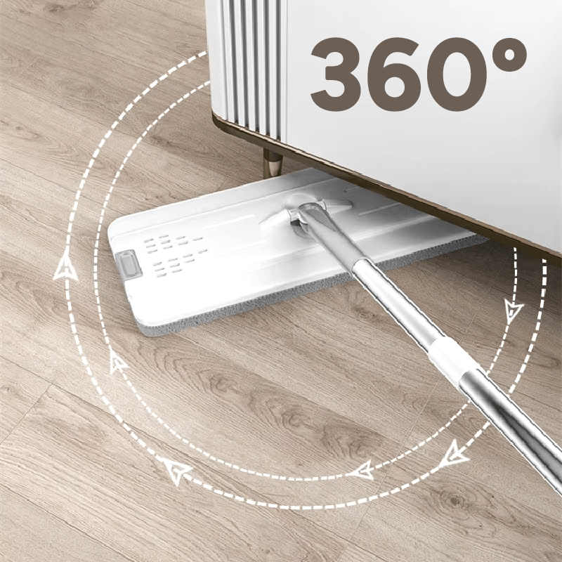 Fregona y Cubo de Limpieza Escurridor con Compartimentos, Cabezal Plano y Flexible Rotación 360. Cubo Escurrefacil. Ideal para Limpiar Suelos, Paredes, Techos, Ventanas, Incluye Recambios Extra