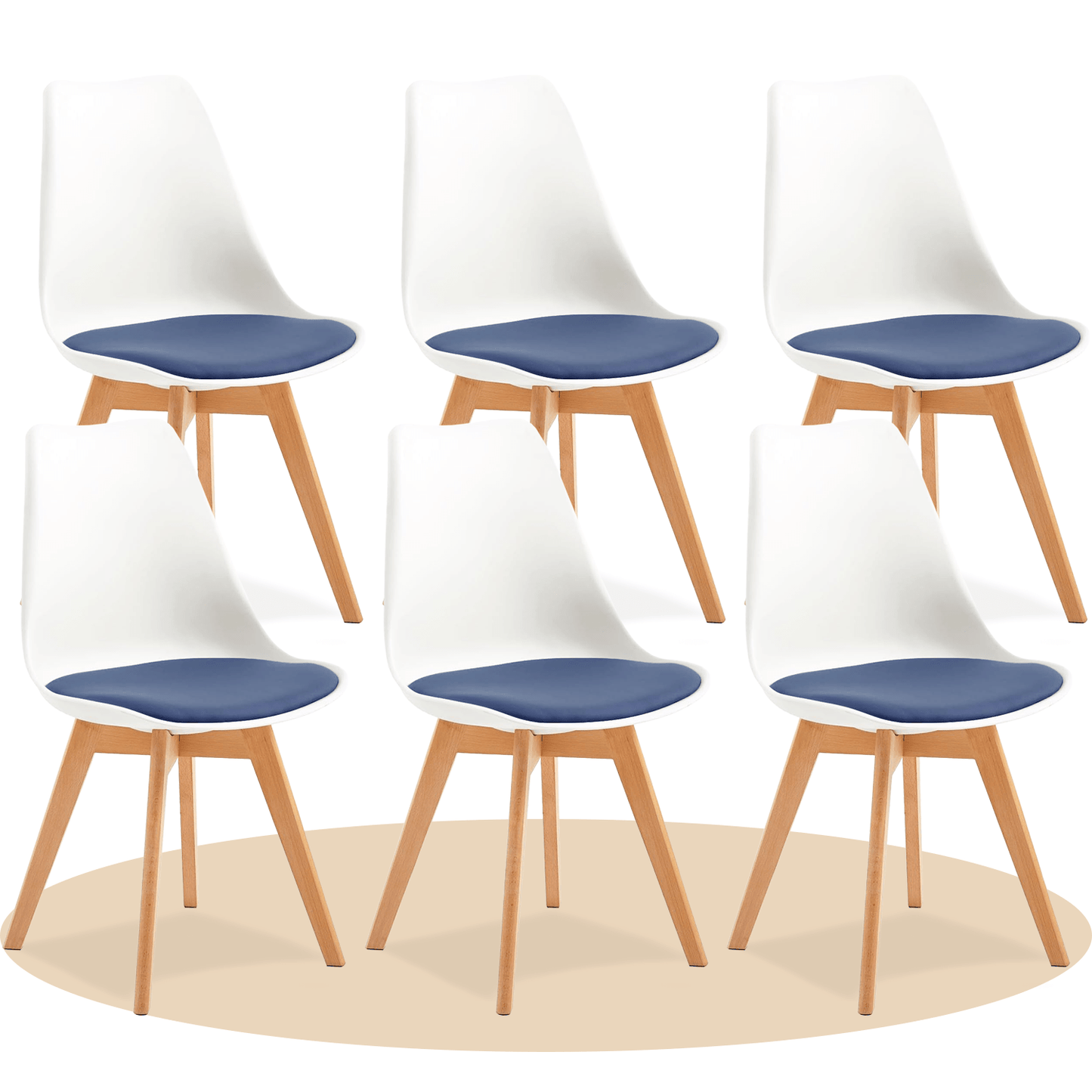 1/2/4/6 Unidad Sillas para Comedor, Sillas para Cocina con Asiento Blando, Tapizado y Patas Resistentes de Madera de Haya, Sillas Nórdicas