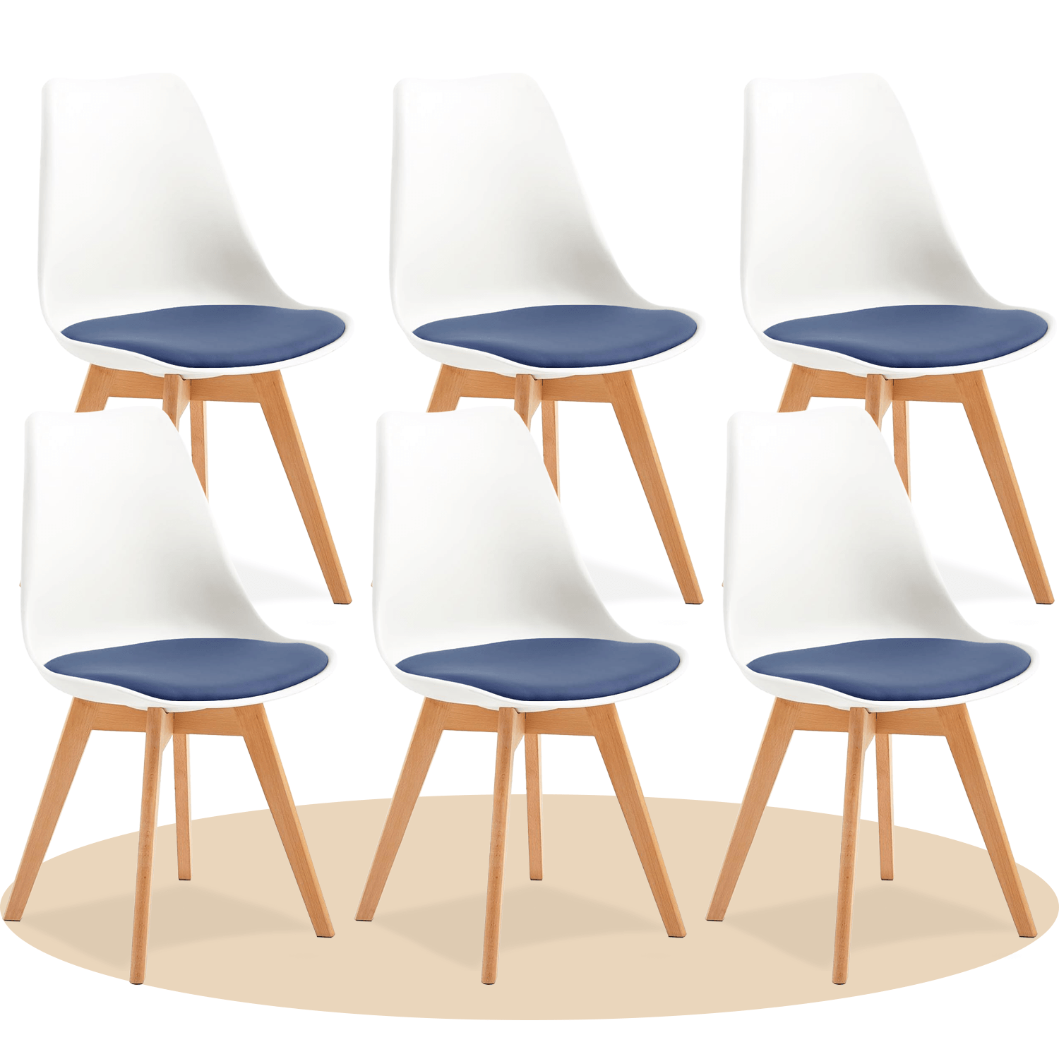 1/2/4/6 Unidad Sillas para Comedor, Sillas para Cocina con Asiento Blando, Tapizado y Patas Resistentes de Madera de Haya, Sillas Nórdicas