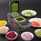 Cortador Verduras Manual Multifuncional, Múltiples Accesorios y Cuchillas, Incluye Recipiente, Pelador y Filtro, para Preparación Fácil de Comidas, Cortador Profesional para Verduras y Frutas