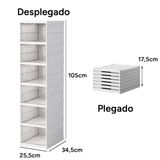 Zapatero Apilable de 6 Niveles para Zapatos, 6 Módulos para Organizar Calzado, Almacenamiento de Plástico a Prueba de Polvo con Tapa para Dormitorio y Sala de Estar, Resistente, Montaje Fácil y Rápido, Medidas Montado: 105 x 34,5 x 25,5 cm