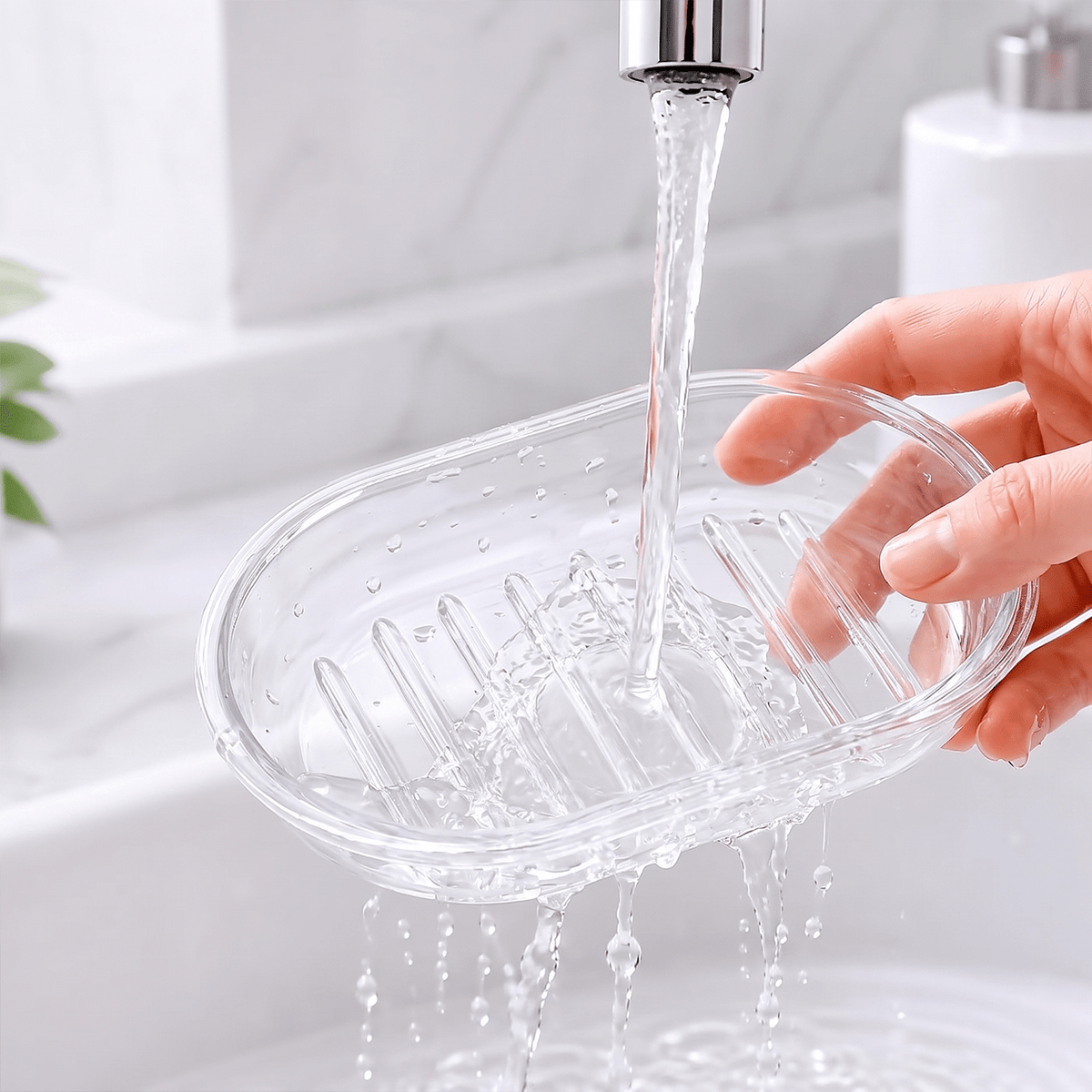 Jabonera Plástico Resistente, Fácil de Limpiar, Ideal para Ducha, Baño, Lavabo, Cocina y Encimera, Perfecto para Mantener Ordenadas tus Encimeras, Evitando Manchas de Jabón y Manteniendo tu Espacio Seco y Organizado