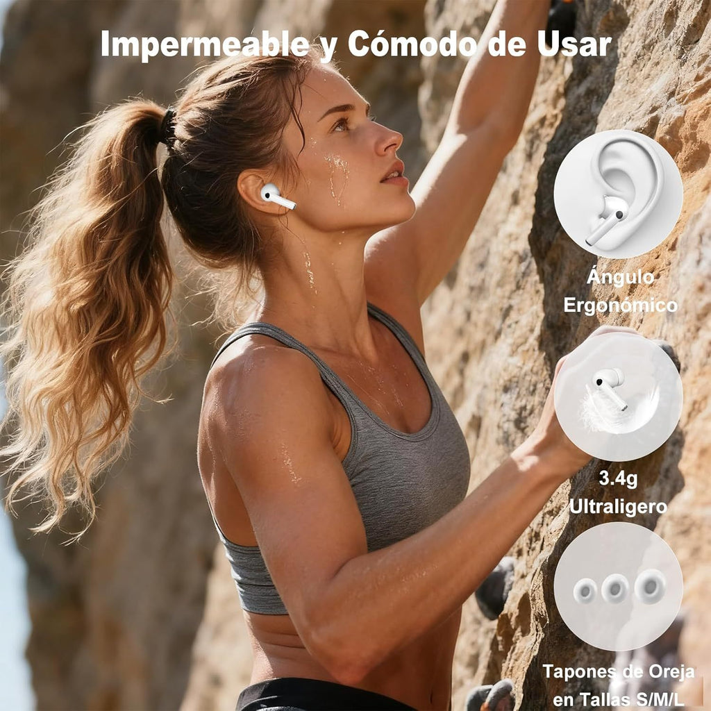 Auriculares Inalambricos de Bluetooth con Estuche de Carga, Distancia de Transmisión: 10m, 7h de Tiempo de Uso, Pantalla Táctil, Rango de Respuesta de Frecuencia: 20Hz-20KHZ, Carga USB, Capacidad de Batería de los Auriculares: 40mAh