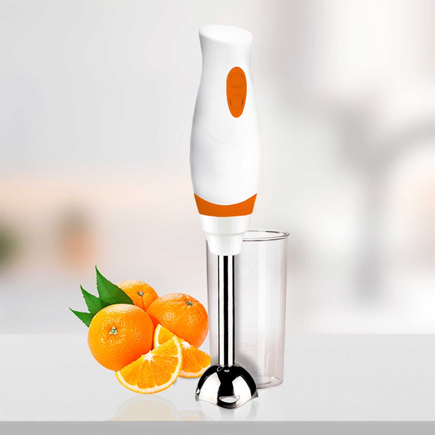 Batidora de Mano Potente, 300W, Ergonómica y Ligera con 2 Velocidades, Brazo y Cuchilla de Acero Inoxidable, Motor Silencioso, Vaso de 600 ml y Cable de 1,2 m
