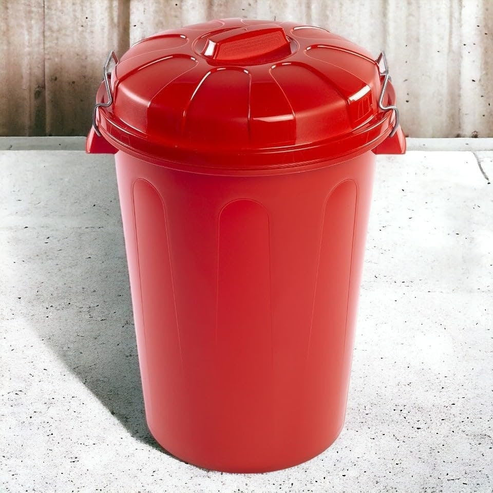Cubo Basura 100 Litros de capacidad con Tapa. Fabricado en Plastico Resistente, Ideal para Almacenaje de Basura para el Hogar, Oficina o Industria