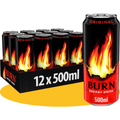 BURN Bebida Energética, Refresco Energético con Taurina, Guaraná y Vitaminas B6 y B12, Pack 12/24 Latas de 500ml