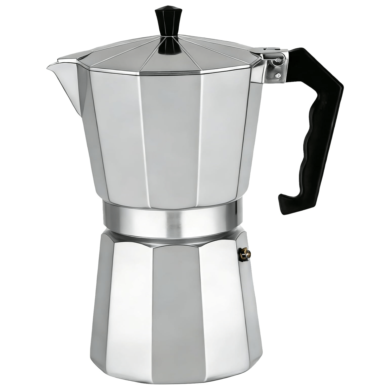 Cafetera Italiana 12 Tazas, Cafetera Italiana de Aluminio con Mango Ergonómico, Compatible con Cocina de Gas, Vitrocerámica e Inducción, Válvula de Seguridad