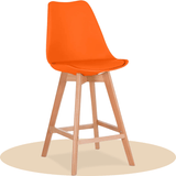 Taburete Alto Cocina con Respaldo, Asiento Blando y Tapizado, Patas Altas Resistentes de Madera de Haya con Reposapiés, Sillas Nórdicas, Ideal para Cocina, Salón, Comedor y Restaurante, 54.5 x 49.5 x 106 cm