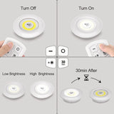 3 Luces LED Inalámbricas, Lampara LED Inalambrica con Control Remoto ideal para Hogar y Oficina, Adhesivas, Control de Intensidad y Temporizador, 100 lúmenes, 1W, Funciona con Pilas (No incluidas)