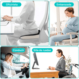 Cojín Asiento de Espuma Viscolástica ideal para Sillas de oficina y Coche, Ayuda a Corregir la Postura, Amortiguación perfecta, Hueco Central para Ventilación, Base Antideslizante, Funda Lavable de Poliéster, Asa de Transporte