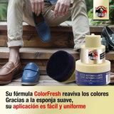 Búfalo Betún Calzado Autobrillante color Azul, Crema para Zapatos, Aporta Color y Brillo, Esponja Integrada, 40 ml